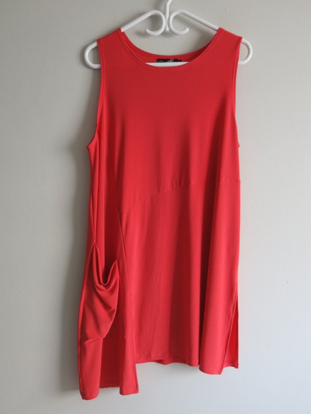 Sympli Orange Asymmetrical Hem Sleeveless Side Pocket Tunic Top Blouse - Size 18